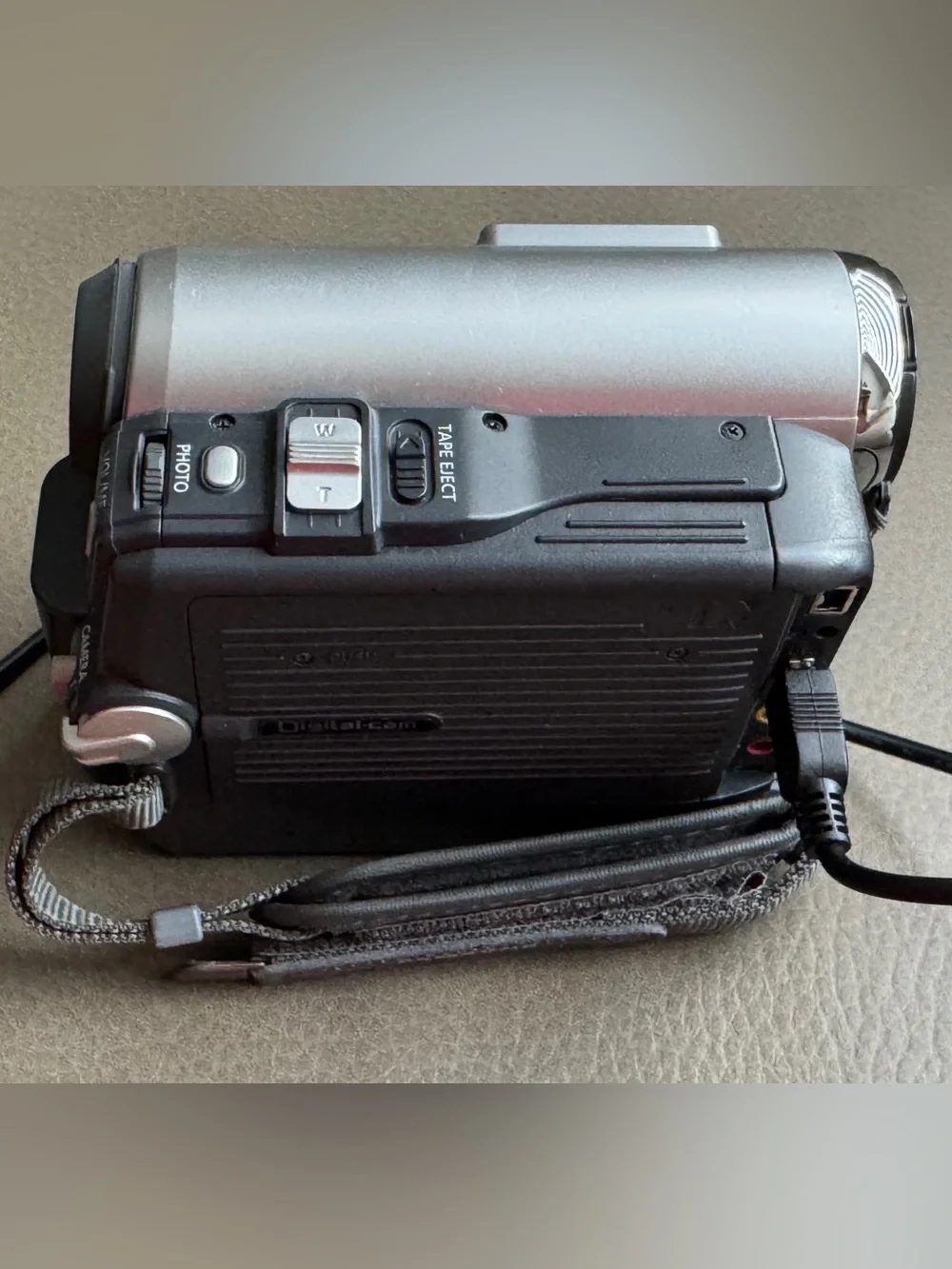 Samsung Silver Digital Camcorder with Gray and Blue Carry Case